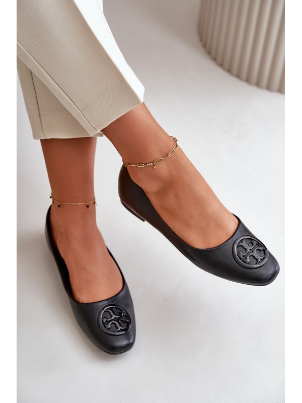 Women's Ballerina Flats with Eco Leather Decoration Black Rhodike 2