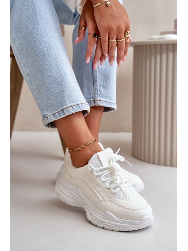Sneakers Women Sport Shoes Thick Sole White Lerila