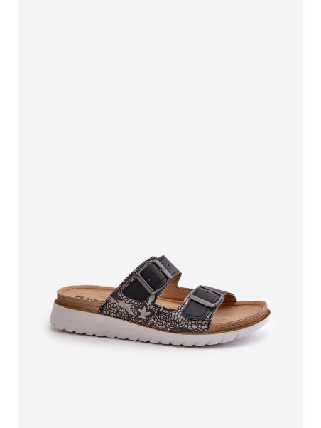 Women's Comfortable Slippers With Buckles Black Inblu CN000033