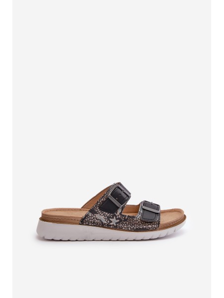 Women's Comfortable Slippers With Buckles Black Inblu CN000033