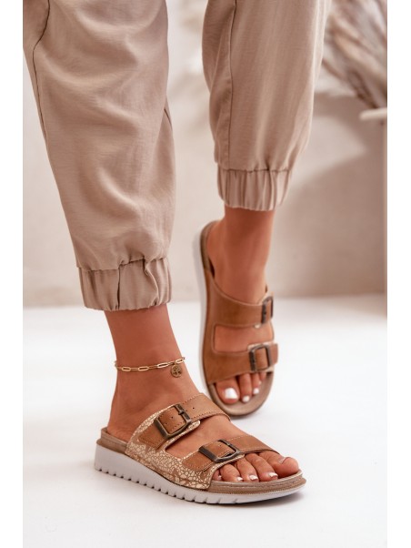 Women's Comfortable Sandals With Buckles Brown Inblu CN000033