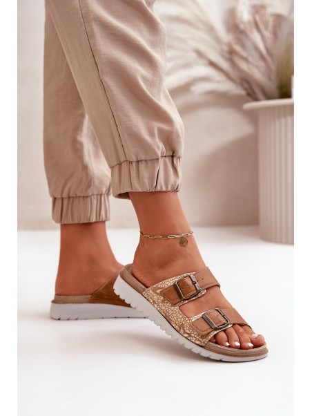 Women's Comfortable Sandals With Buckles Brown Inblu CN000033