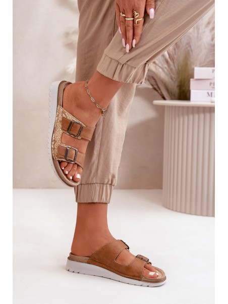 Women's Comfortable Sandals With Buckles Brown Inblu CN000033