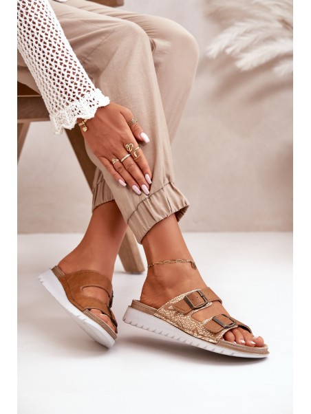 Women's Comfortable Sandals With Buckles Brown Inblu CN000033