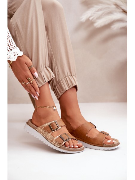 Women's Comfortable Sandals With Buckles Brown Inblu CN000033