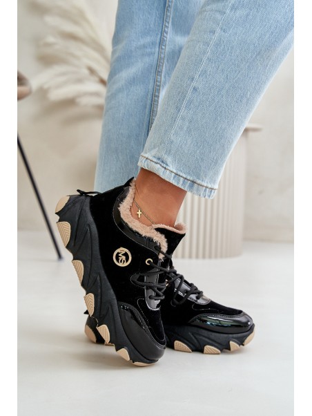 Women's Sport Shoes Laced Insulated On Platform Black Verioras