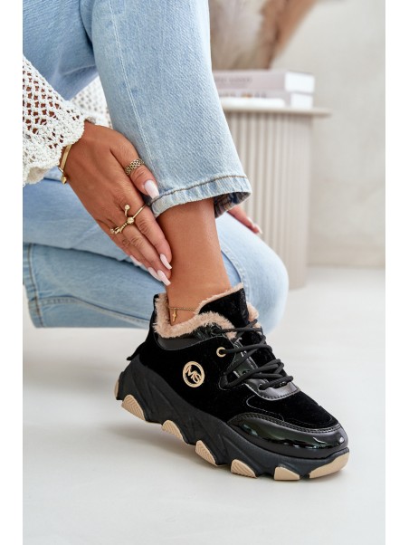 Women's Sport Shoes Laced Insulated On Platform Black Verioras