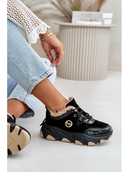Women's Sport Shoes Laced Insulated On Platform Black Verioras