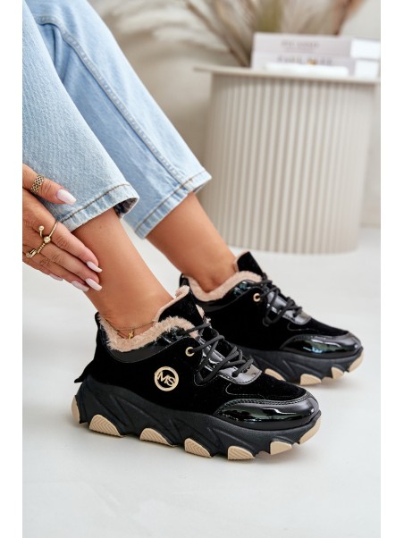 Women's Sport Shoes Laced Insulated On Platform Black Verioras