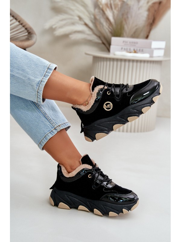 Women's Sport Shoes Laced Insulated On Platform Black Verioras