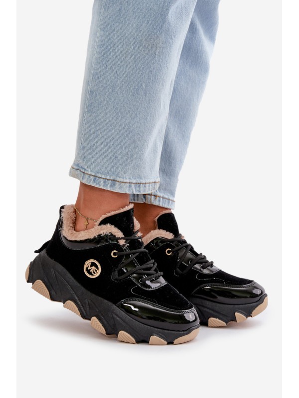 Women's Sport Shoes Laced Insulated On Platform Black Verioras