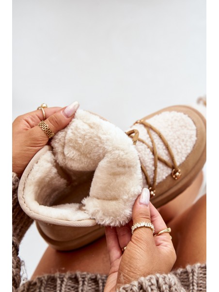 Women's Snow Boots On Platform With Lacing Light Brown Riaviana