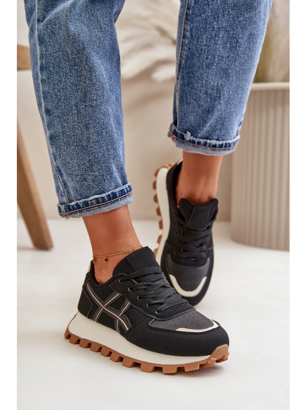 Sneakers Sports Shoes Women's Laced On Platform Black Mialunae 2