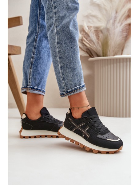 Sneakers Sports Shoes Women's Laced On Platform Black Mialunae