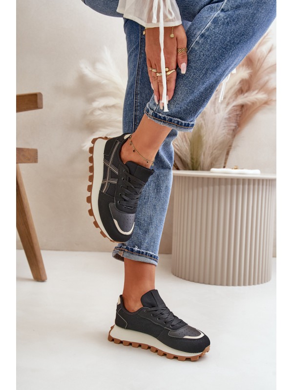 Sneakers Sports Shoes Women's Laced On Platform Black Mialunae