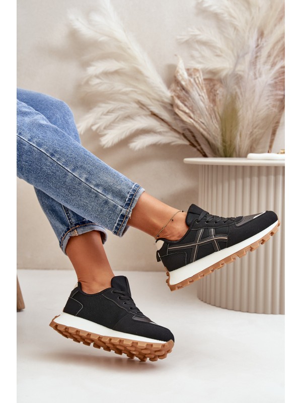 Sneakers Sports Shoes Women's Laced On Platform Black Mialunae
