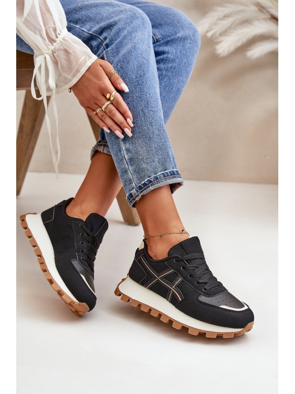 Sneakers Sports Shoes Women's Laced On Platform Black Mialunae