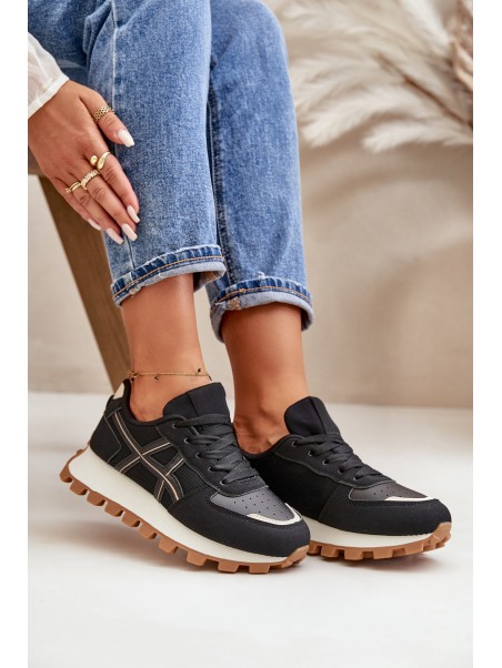 Sneakers Sports Shoes Women's Laced On Platform Black Mialunae