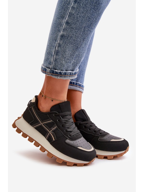 Sneakers Sports Shoes Women's Laced On Platform Black Mialunae