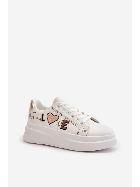 Women's Platform Sneakers With Decorative Writing White Orlian