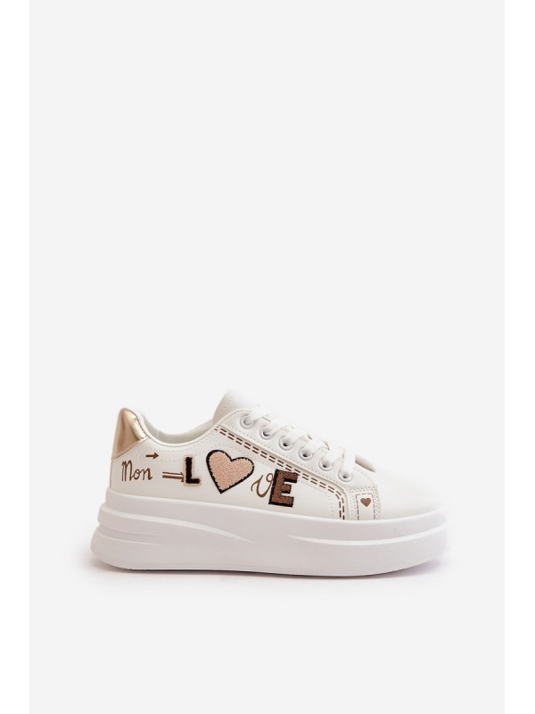 Women's Platform Sneakers With Decorative Writing White Orlian