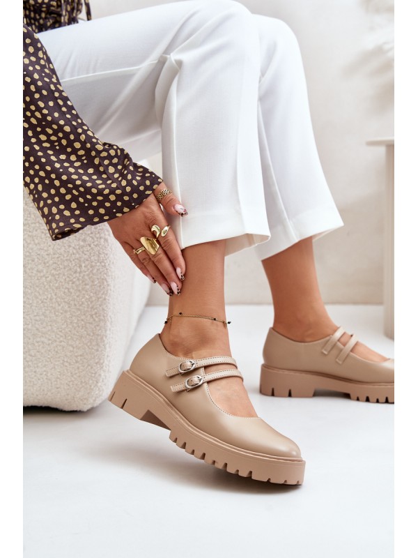 Women's Brogues With Straps Beige Rialuna