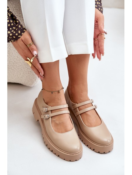 Women's Brogues With Straps Beige Rialuna