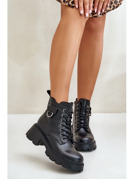 Insulated Women's Boots Made of Natural Leather Vinceza 41460 Black
