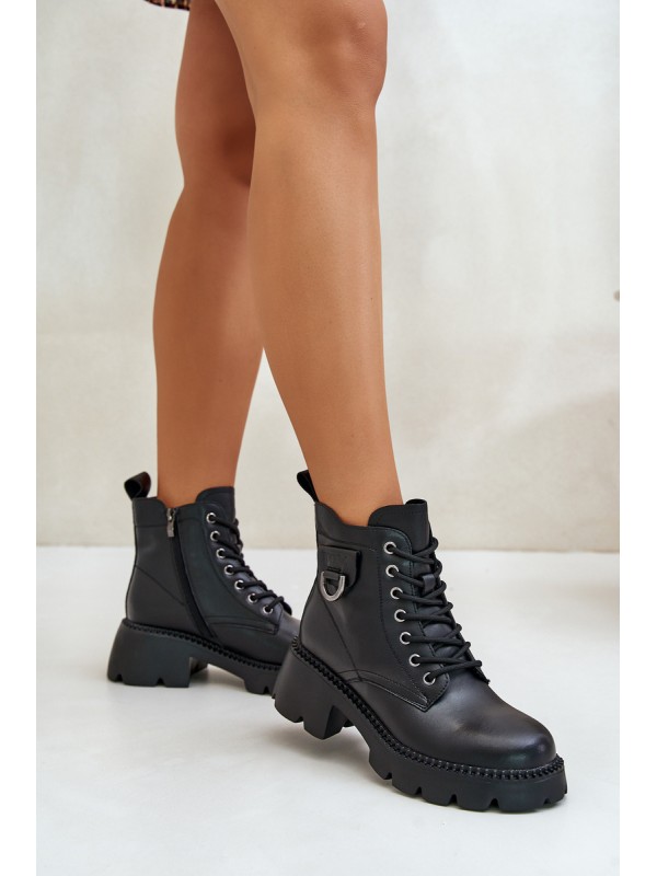 Insulated Women's Boots Made of Natural Leather Vinceza 41460 Black