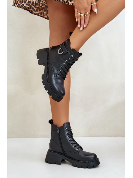Insulated Women's Boots Made of Natural Leather Vinceza 41460 Black