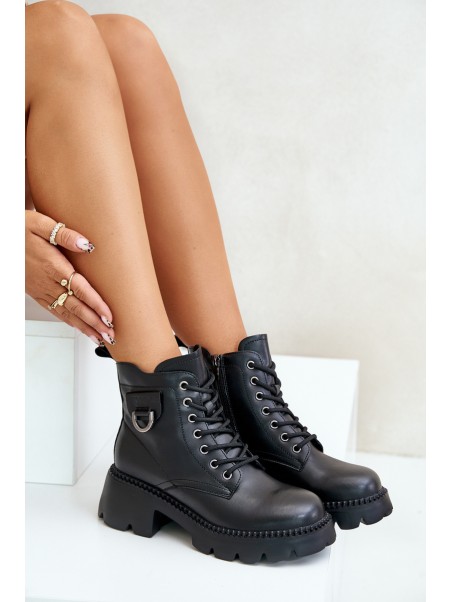 Insulated Women's Boots Made of Natural Leather Vinceza 41460 Black