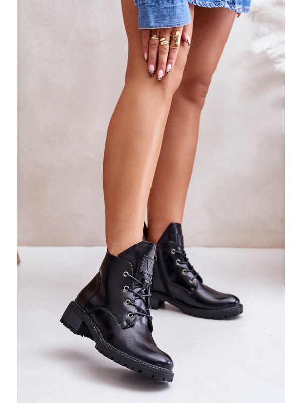 Warm Women's Ankle Boots On Low Heel Vinceza 58136 Black