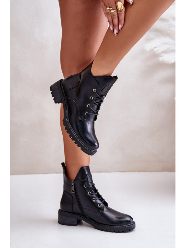 Warm Women's Ankle Boots On Low Heel Vinceza 58136 Black