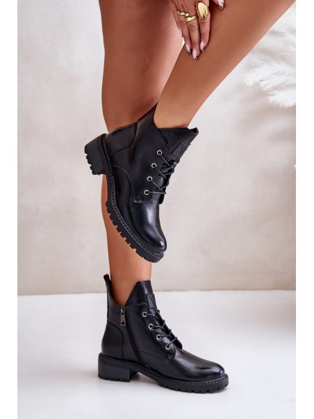Warm Women's Ankle Boots On Low Heel Vinceza 58136 Black