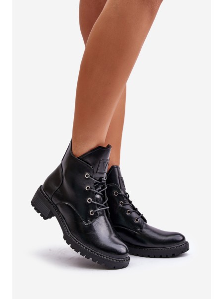 Warm Women's Ankle Boots On Low Heel Vinceza 58136 Black