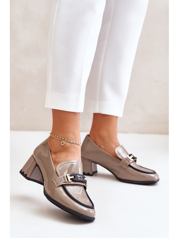 Lacquered Women's Heels With Decoration Beige Artiker 55C1054 2