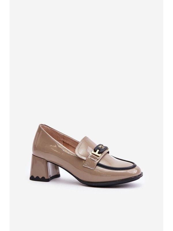 Lacquered Women's Heels With Decoration Beige Artiker 55C1054