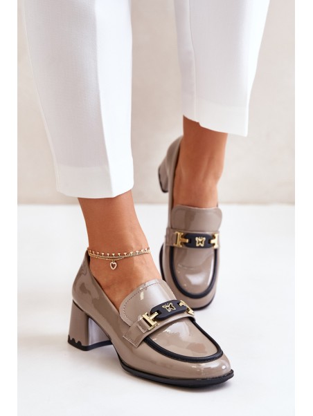 Lacquered Women's Heels With Decoration Beige Artiker 55C1054