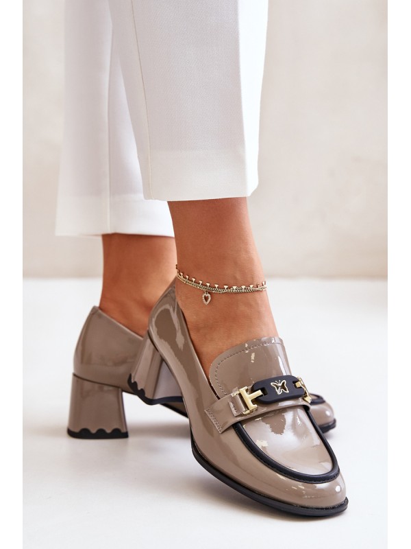 Lacquered Women's Heels With Decoration Beige Artiker 55C1054