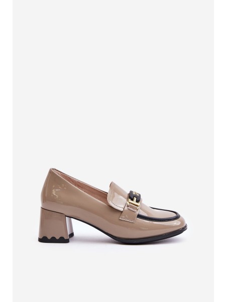 Lacquered Women's Heels With Decoration Beige Artiker 55C1054