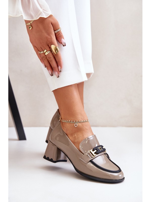Lacquered Women's Heels With Decoration Beige Artiker 55C1054
