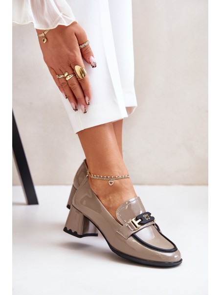 Lacquered Women's Heels With Decoration Beige Artiker 55C1054