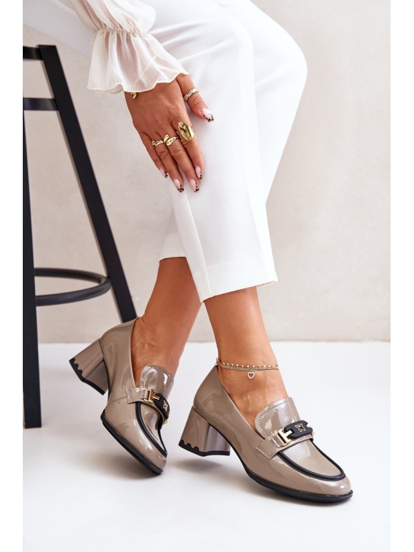 Lacquered Women's Heels With Decoration Beige Artiker 55C1054