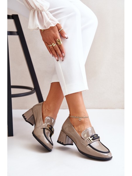 Lacquered Women's Heels With Decoration Beige Artiker 55C1054