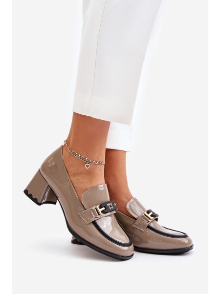 Lacquered Women's Heels With Decoration Beige Artiker 55C1054
