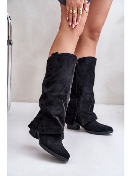 Women's Low Heeled Boots With Turned Shaft Black Stinova