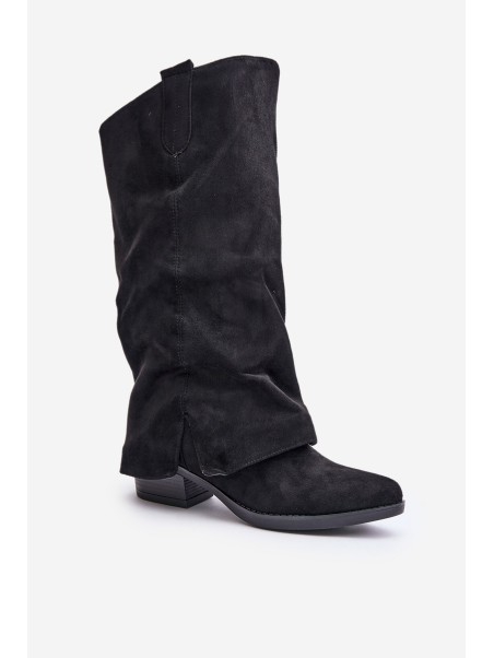 Women's Low Heeled Boots With Turned Shaft Black Stinova