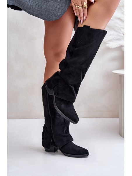 Women's Low Heeled Boots With Turned Shaft Black Stinova