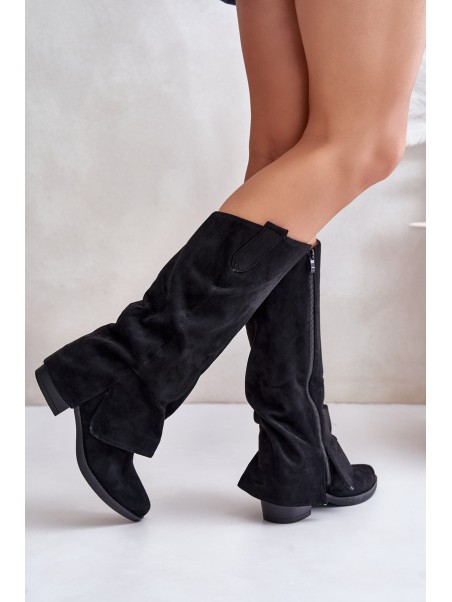 Women's Low Heeled Boots With Turned Shaft Black Stinova
