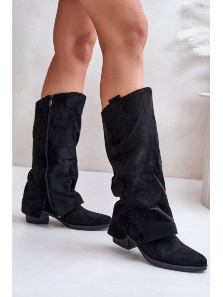 Women's Low Heeled Boots With Turned Shaft Black Stinova